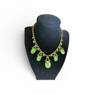 Green and Gold Rhinestone Necklace
